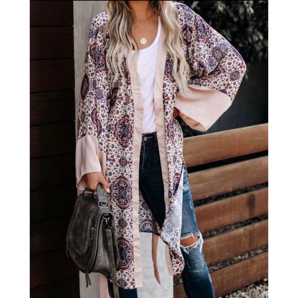 Lamar Floral Tie Kimono - Picture 1 of 8